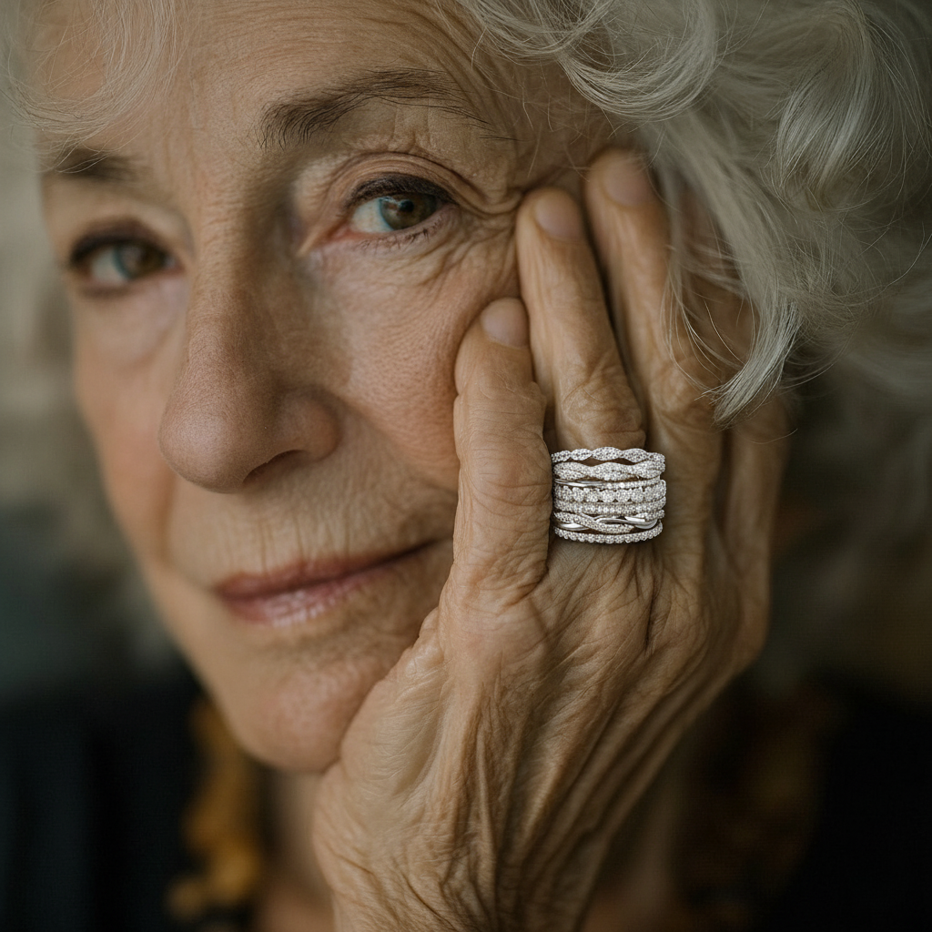 Vintage prstan s kubičnim cirkonom v plasteh